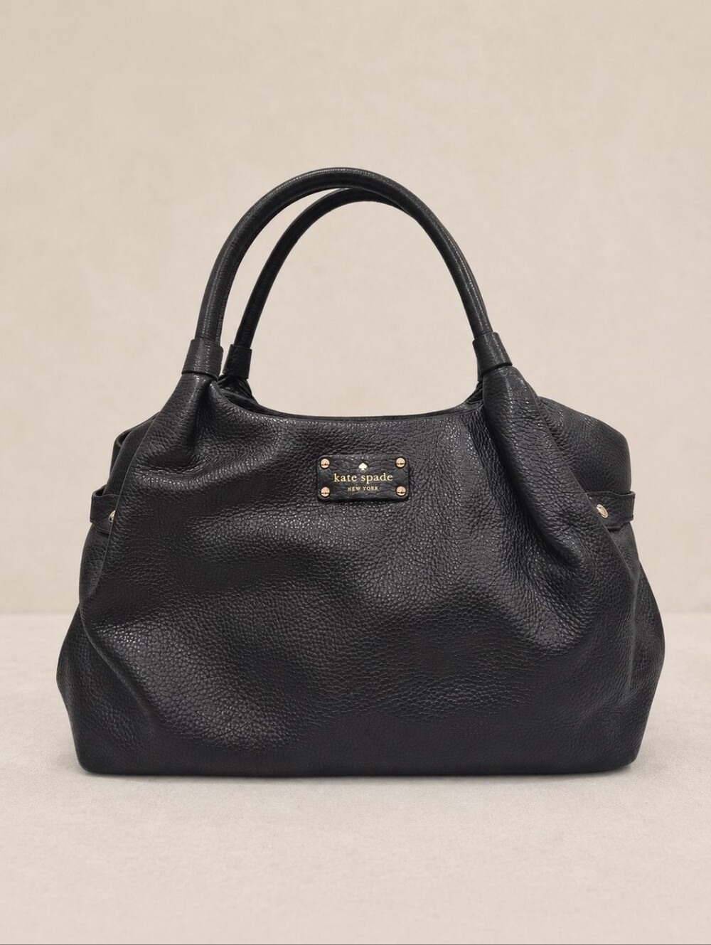 Kate Spade New York Berkshire Road Stevie Black Pebbled Leather Satchel Tote Bag